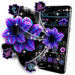 ikon Neon Flower Pink Purple Launcher Theme