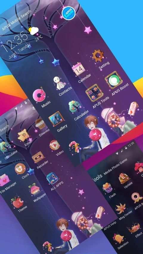 Cartoon love heart APUS launcher free theme स्क्रीनशॉट 2