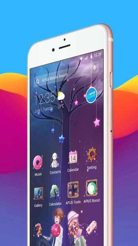 Cartoon love heart APUS launcher free theme स्क्रीनशॉट 1