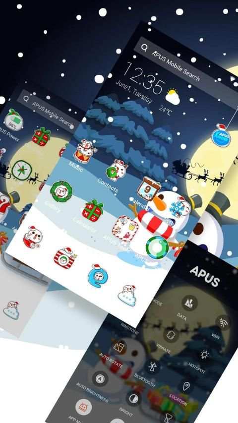 Merry Christmas Cute Snowman-APUS Launcher theme स्क्रीनशॉट 2