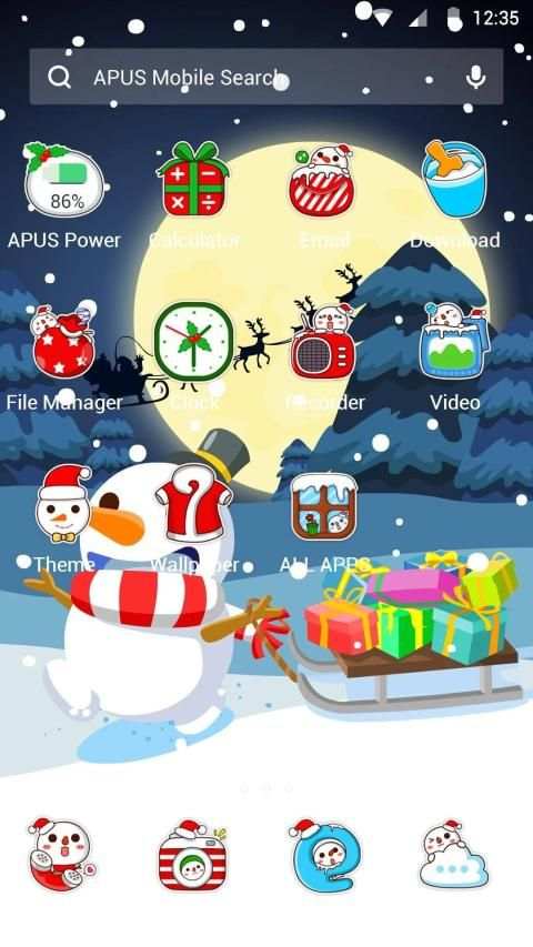Merry Christmas Cute Snowman-APUS Launcher theme स्क्रीनशॉट 5