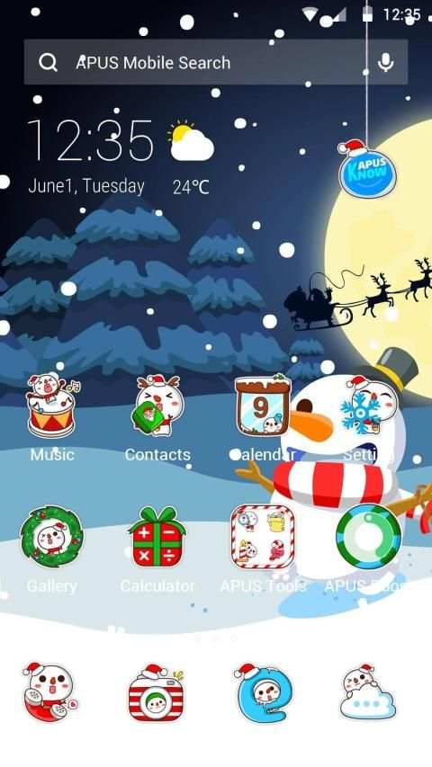 Merry Christmas Cute Snowman-APUS Launcher theme स्क्रीनशॉट 4