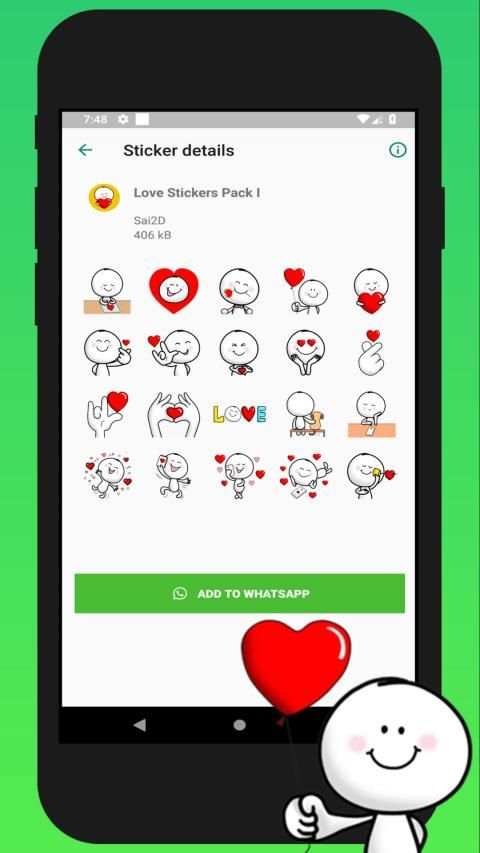 Autocollants d'amour pour WhatsApp screenshot 2