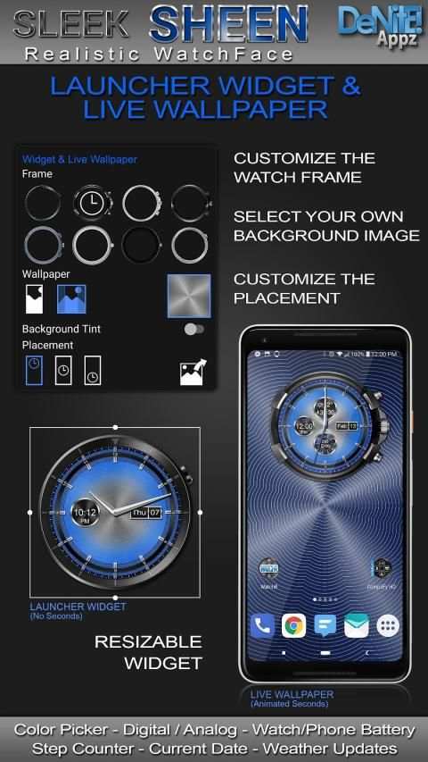 Sleek Sheen HD Watch Face Widget & Live Wallpaper स्क्रीनशॉट 26