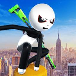 Flying Stickman Panda Rope City Gangster Hero Game
