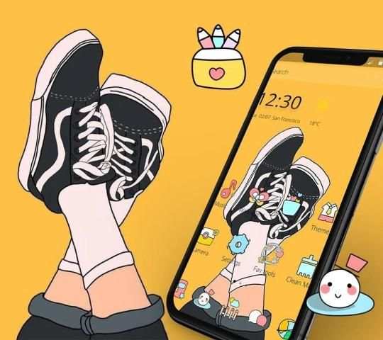 Yellow Fashion Shoes Cartoon Theme screenshot 4