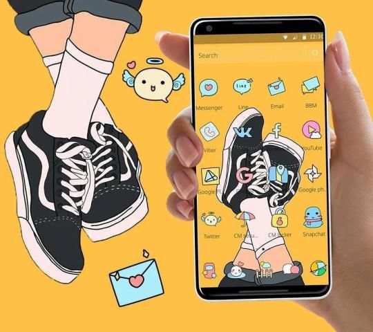 Yellow Fashion Shoes Cartoon Theme screenshot 1