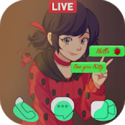 Fake Chat &amp; Call Video : Super Ladybug Noir आइकन
