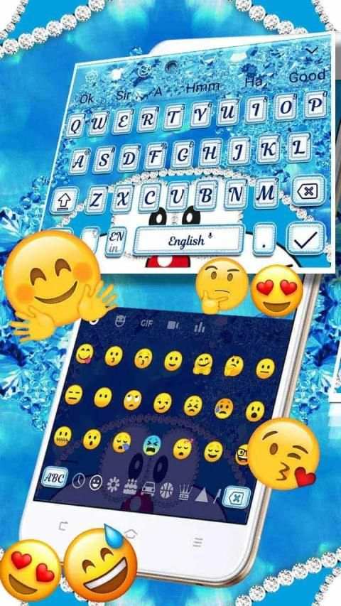 Blue Cat Shiny Diamond Keyboard Theme* screenshot 2