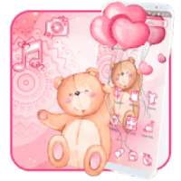 Pink Valentine Romantic Teddy Bear Theme on 9Apps