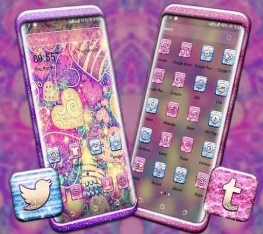 Bling Love Heart Launcher Theme screenshot 3