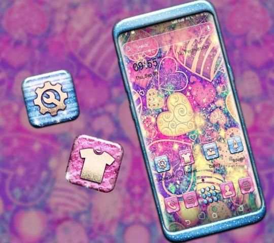 Bling Love Heart Launcher Theme screenshot 2