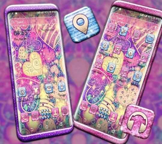 Bling Love Heart Launcher Theme screenshot 1