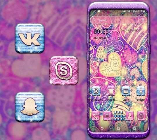 Bling Love Heart Launcher Theme screenshot 4