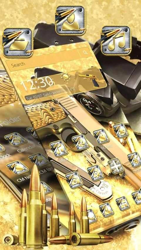 Tema Emas Keren Bullet Gun screenshot 2