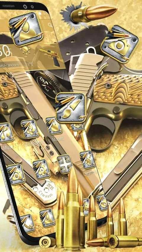 Tema Emas Keren Bullet Gun screenshot 4
