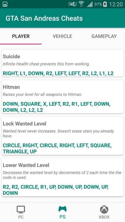 Cheats for GTA San Andreas स्क्रीनशॉट 7