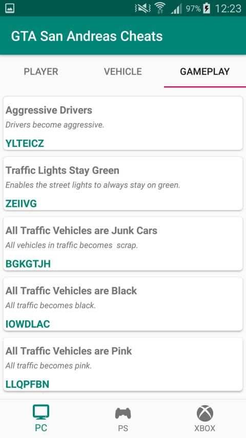 Cheats for GTA San Andreas स्क्रीनशॉट 1