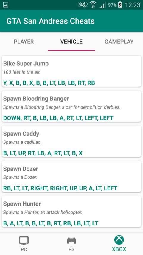 Cheats for GTA San Andreas स्क्रीनशॉट 3