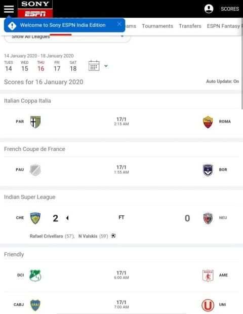 Live Football And Cricket TV & Score screenshot 3