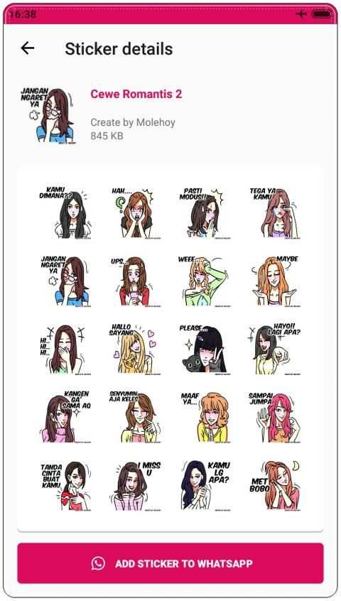 Stiker Cewe Romantis WAStickerApps screenshot 2