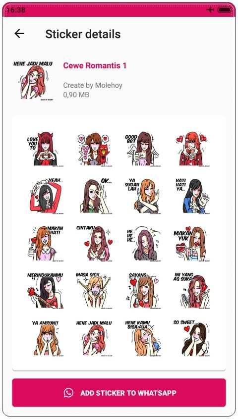 Stiker Cewe Romantis WAStickerApps screenshot 3