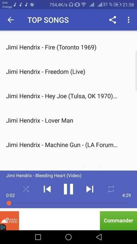 JIMI HENDRIX SONGS OFFLINE स्क्रीनशॉट 1