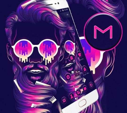 Tema Purple Neon Tide Man screenshot 3