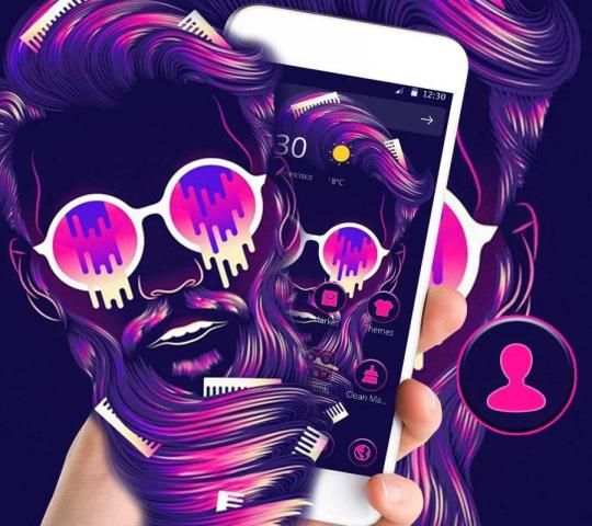 Tema Purple Neon Tide Man screenshot 2