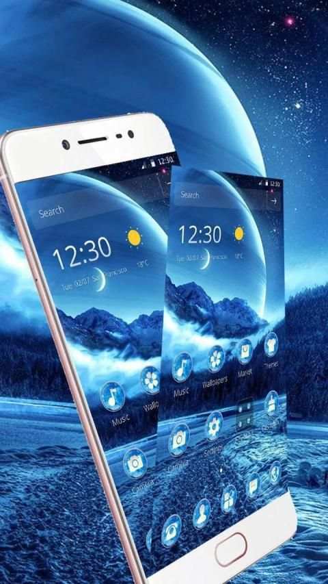 Tema Pemandangan Malam Biru screenshot 2