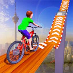 Uphill Mega Ramp BMX Bicycle Stunt Rider