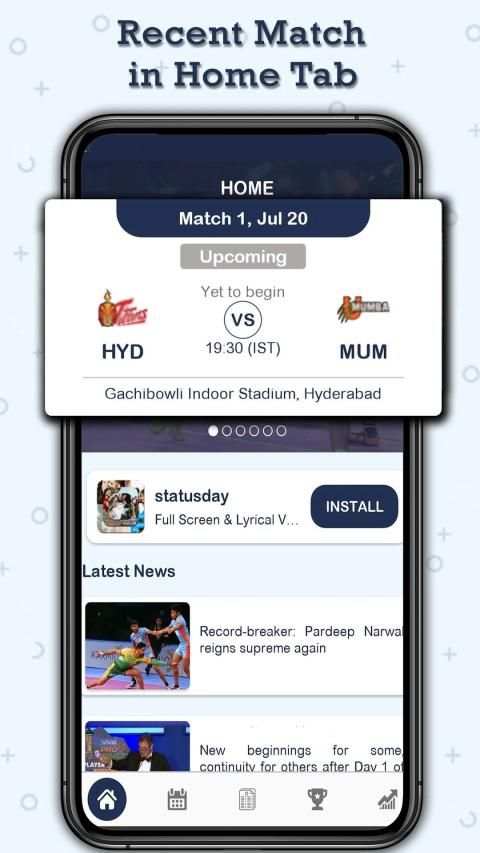 Kabaddi - Live Score , Schedule & News स्क्रीनशॉट 1