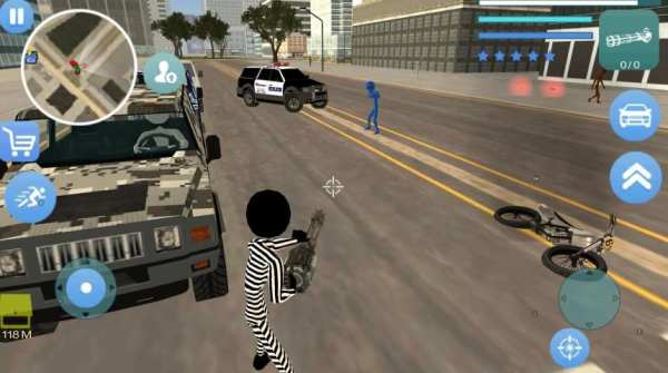 Jailbreak Stickman Rope Hero Crime स्क्रीनशॉट 1