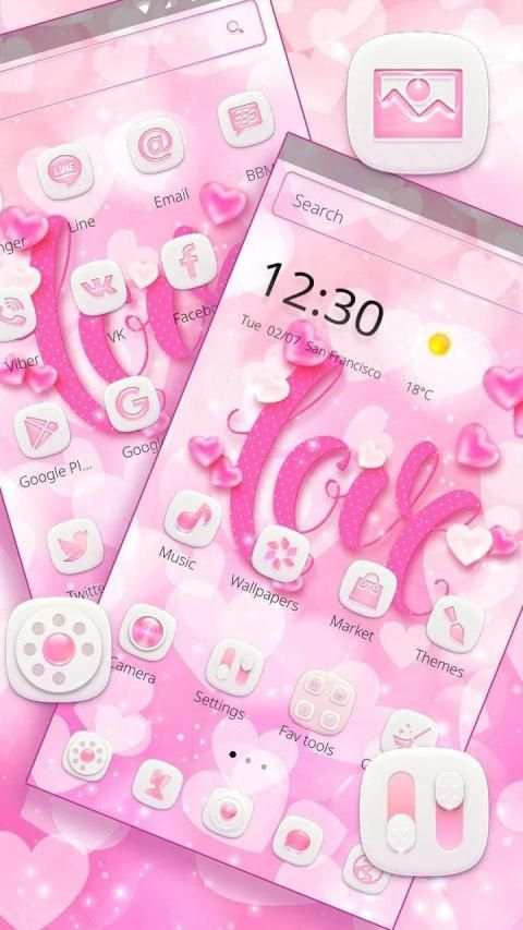 Pink Cute Love Theme screenshot 2