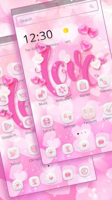 Pink Cute Love Theme स्क्रीनशॉट 1