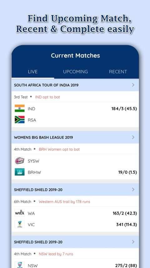 Cricton - Live Cricket Score स्क्रीनशॉट 3