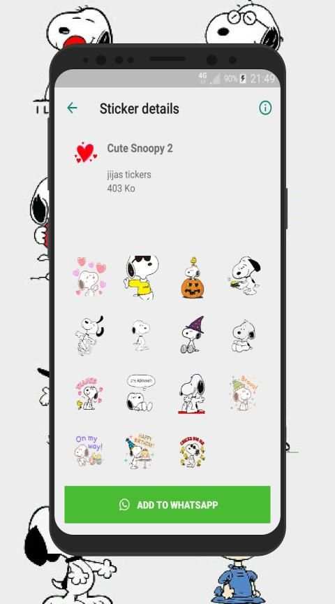 Cute Snoopy Stickers For Whatsapp screenshot 4