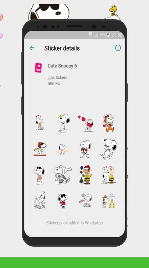Cute Snoopy Stickers For Whatsapp screenshot 1