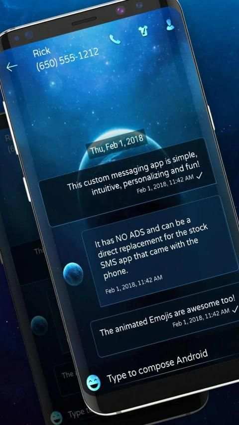 Blue Planet Messenger SMS theme screenshot 2