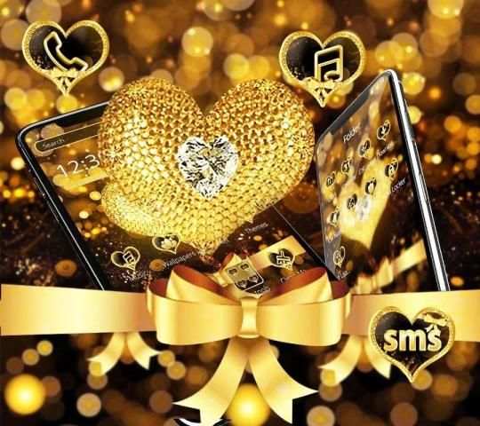 Tema Emas Cinta Hati Bow screenshot 3
