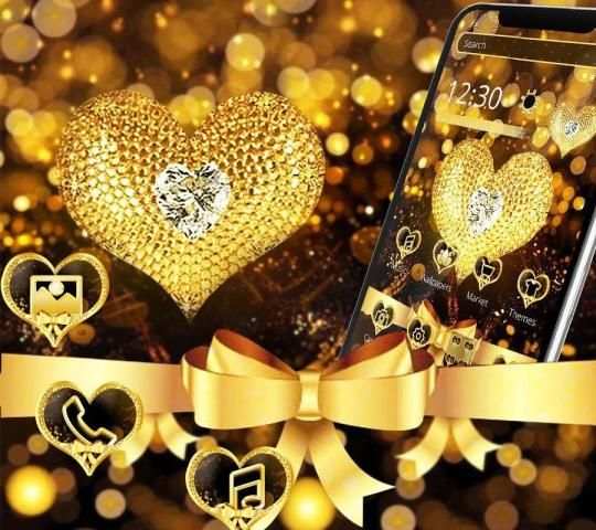 Tema Emas Cinta Hati Bow screenshot 4