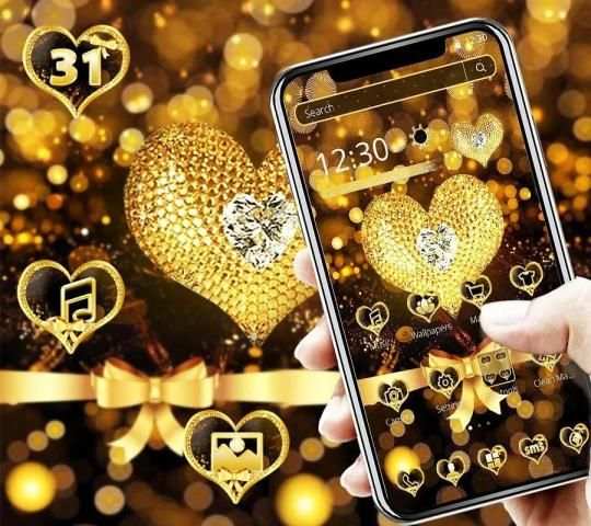 Tema Emas Cinta Hati Bow screenshot 2