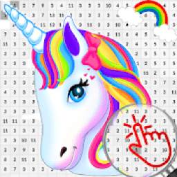Unicorn Pixel Art Coloring By Number