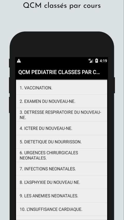 QCM Pédiatrie classés par cours screenshot 5