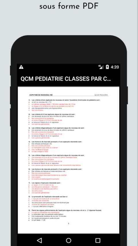 QCM Pédiatrie classés par cours screenshot 4
