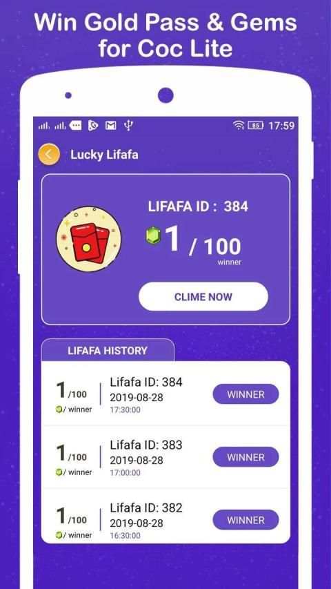 Win Gold Pass & Gems for COC Lite screenshot 1