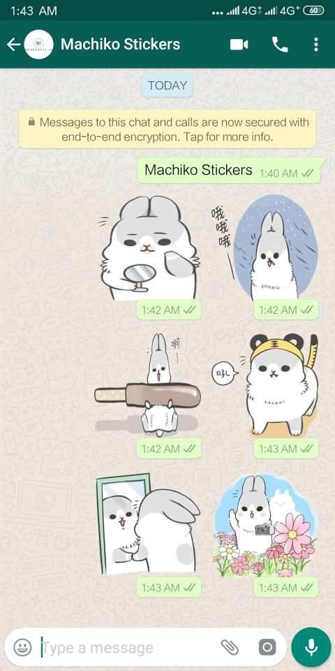 Machiko Rabbit Stickers स्क्रीनशॉट 1