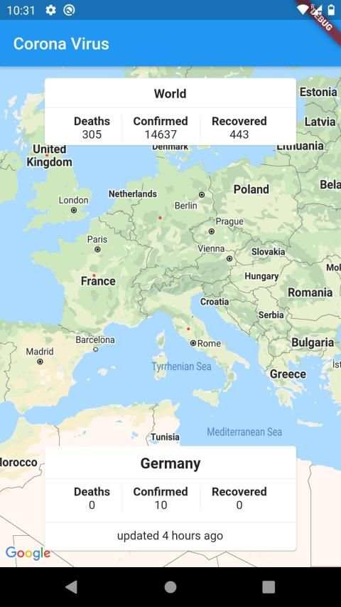 Corona Virus Map स्क्रीनशॉट 1