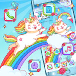 Color Unicorn Rainbow Cat Theme आइकन