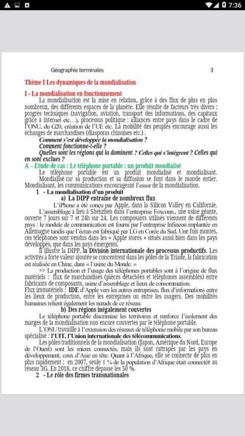 Cours Géographie terminales 1 تصوير الشاشة